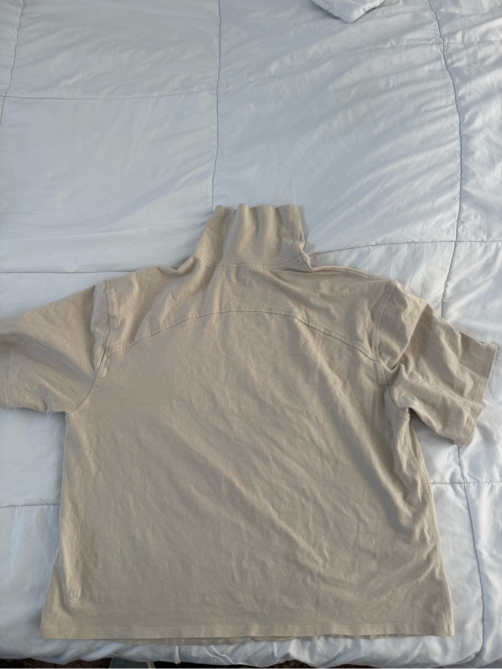 Beige Short-Sleeve Mock Neck Polo - lululemon athletica Style